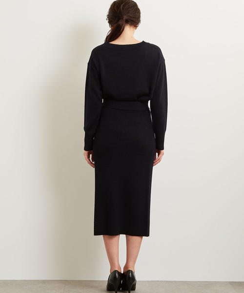 green label relaxing（グリーンレーベルリラクシング）の「[手洗い可能] KFC ニット SET UP ワンピース（ワンピース・レディース・ライトグレー/ネイビー/パープル・FREE）」の4枚目の写真