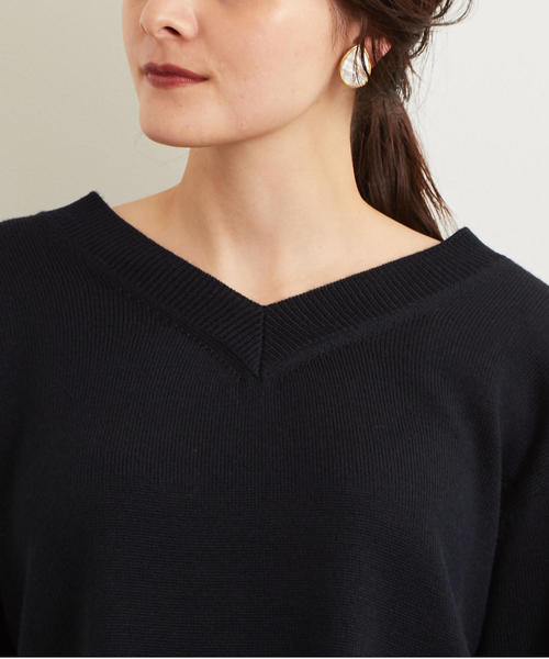 green label relaxing（グリーンレーベルリラクシング）の「[手洗い可能] KFC ニット SET UP ワンピース（ワンピース・レディース・ライトグレー/ネイビー/パープル・FREE）」の7枚目の写真