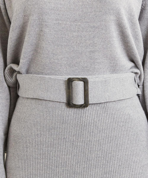 green label relaxing（グリーンレーベルリラクシング）の「[手洗い可能] KFC ニット SET UP ワンピース（ワンピース・レディース・ライトグレー/ネイビー/パープル・FREE）」の16枚目の写真