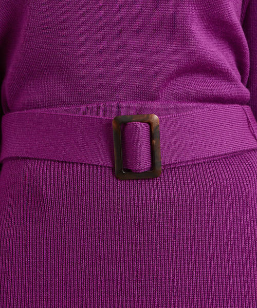 green label relaxing（グリーンレーベルリラクシング）の「[手洗い可能] KFC ニット SET UP ワンピース（ワンピース・レディース・ライトグレー/ネイビー/パープル・FREE）」の10枚目の写真