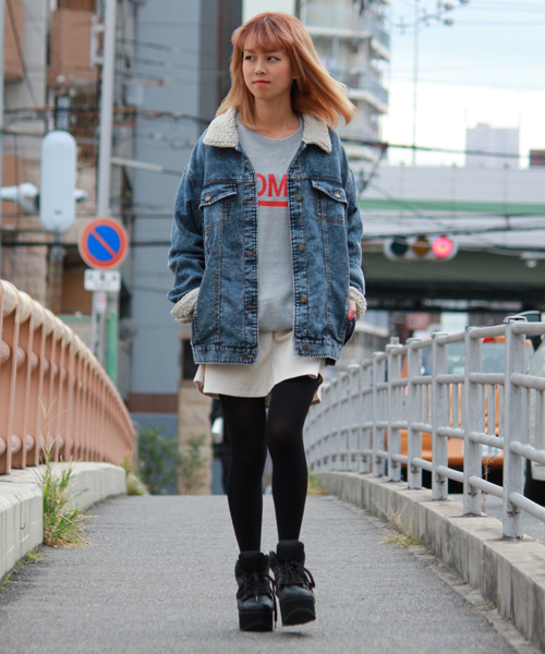 WEGO(ウィゴー)の「WEGO/ボアBIG Gジャン(デニムジャケット・レディース・ブラック/ライトインディゴブルー・MEDIUM)」の13枚目の写真