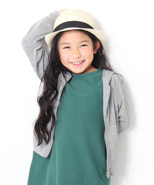 devirock（デビロック）の「UVカットジップアップパーカー（パーカー・キッズ・ブルー/ラベンダー/スミクロ/グリーン/イエロー/オレンジ/オートミール/杢グレー/グリーン系その他/ピンク・140cm/130cm/120cm/100cm/110cm/160cm/150cm/80ｃｍ/90cm）」の3枚目の写真