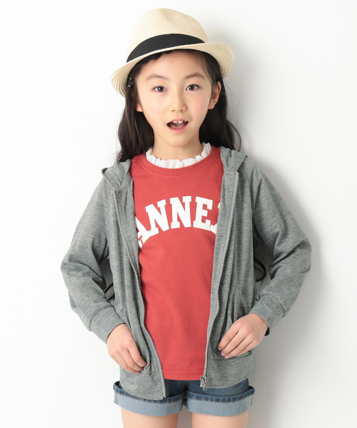 devirock（デビロック）の「UVカットジップアップパーカー（パーカー・キッズ・ブルー/ラベンダー/スミクロ/グリーン/イエロー/オレンジ/オートミール/杢グレー/グリーン系その他/ピンク・140cm/130cm/120cm/100cm/110cm/160cm/150cm/80ｃｍ/90cm）」の2枚目の写真