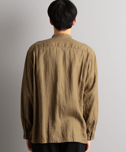 green label relaxing（グリーンレーベルリラクシング）の「SC フレンチリネン ミリタリーバンドシャツ（シャツ/ブラウス・メンズ・その他1/オフホワイト/ブラック/ベージュ/その他2・M/L/XL/S）」の6枚目の写真