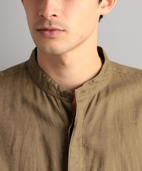 green label relaxing（グリーンレーベルリラクシング）の「SC フレンチリネン ミリタリーバンドシャツ（シャツ/ブラウス・メンズ・その他1/オフホワイト/ブラック/ベージュ/その他2・M/L/XL/S）」の10枚目の写真