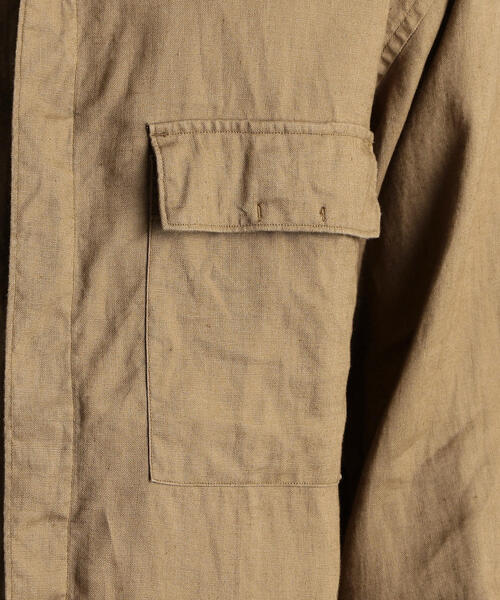 green label relaxing（グリーンレーベルリラクシング）の「SC フレンチリネン ミリタリーバンドシャツ（シャツ/ブラウス・メンズ・その他1/オフホワイト/ブラック/ベージュ/その他2・M/L/XL/S）」の12枚目の写真