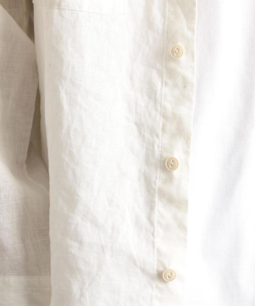 green label relaxing（グリーンレーベルリラクシング）の「SC フレンチリネン ミリタリーバンドシャツ（シャツ/ブラウス・メンズ・その他1/オフホワイト/ブラック/ベージュ/その他2・M/L/XL/S）」の22枚目の写真