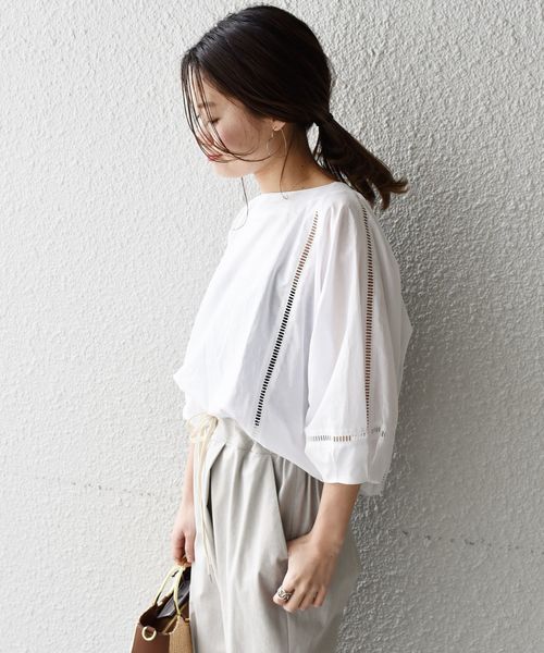 liflattie ships(リフラティ シップス)の「liflattie ships:ハシゴレースソリッドブラウス◇(シャツ/ブラウス・レディース・ホワイト/ライトグリーン・SMALL/MEDIUM)」の19枚目の写真