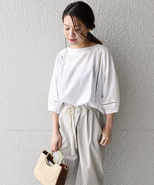 liflattie ships(リフラティ シップス)の「liflattie ships:ハシゴレースソリッドブラウス◇(シャツ/ブラウス・レディース・ホワイト/ライトグリーン・SMALL/MEDIUM)」の16枚目の写真