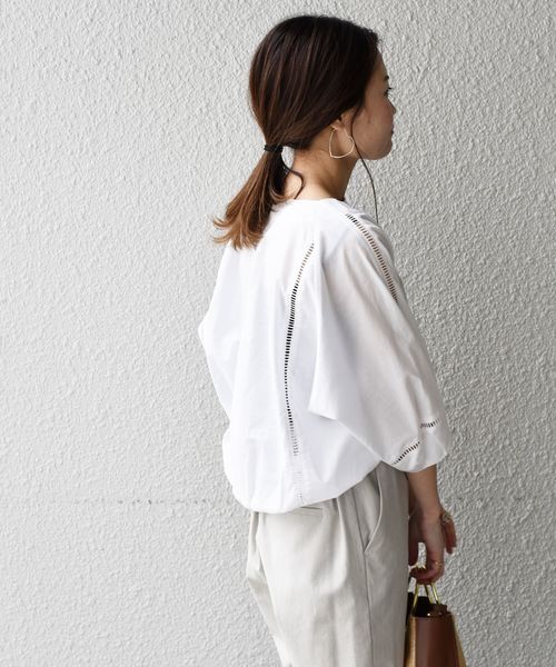 liflattie ships(リフラティ シップス)の「liflattie ships:ハシゴレースソリッドブラウス◇(シャツ/ブラウス・レディース・ホワイト/ライトグリーン・SMALL/MEDIUM)」の10枚目の写真