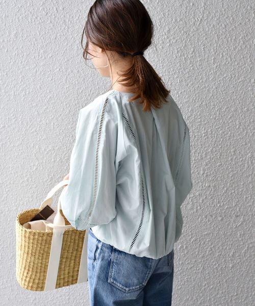 liflattie ships(リフラティ シップス)の「liflattie ships:ハシゴレースソリッドブラウス◇(シャツ/ブラウス・レディース・ホワイト/ライトグリーン・SMALL/MEDIUM)」の20枚目の写真