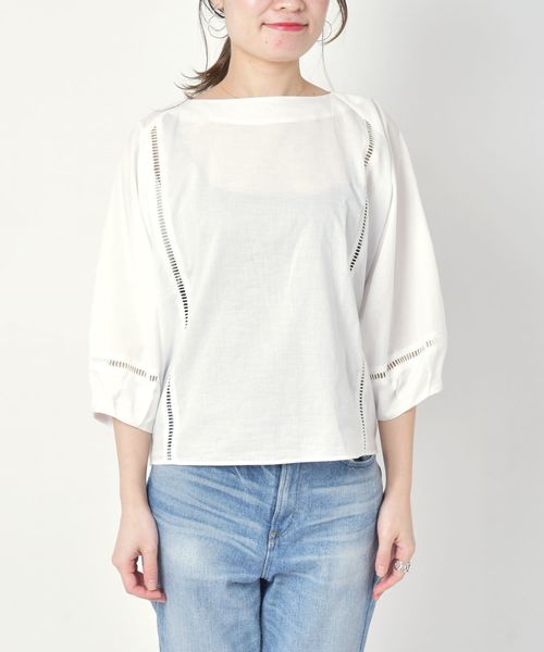 liflattie ships(リフラティ シップス)の「liflattie ships:ハシゴレースソリッドブラウス◇(シャツ/ブラウス・レディース・ホワイト/ライトグリーン・SMALL/MEDIUM)」の8枚目の写真