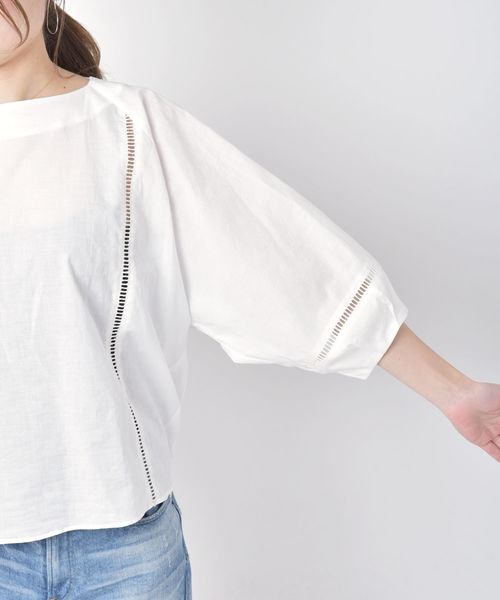 liflattie ships(リフラティ シップス)の「liflattie ships:ハシゴレースソリッドブラウス◇(シャツ/ブラウス・レディース・ホワイト/ライトグリーン・SMALL/MEDIUM)」の12枚目の写真