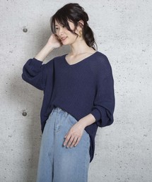 【Jewelobe/ ジュエローブ】シンプルVネックニットトップス