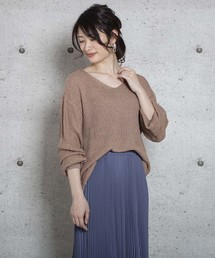 【Jewelobe/ ジュエローブ】シンプルVネックニットトップス