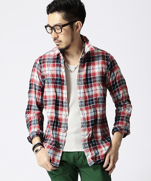 BEAMS（ビームス）の「○BEAMS / ワッシャーチェック レギュラーシャツ（シャツ/ブラウス・メンズ・レッド/グリーン/ブルー・X-LARGE/MEDIUM/SMALL/LARGE）」の3枚目の写真