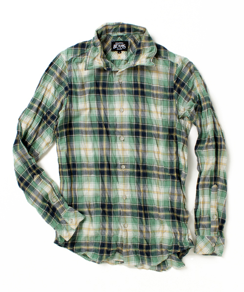 BEAMS（ビームス）の「○BEAMS / ワッシャーチェック レギュラーシャツ（シャツ/ブラウス・メンズ・レッド/グリーン/ブルー・X-LARGE/MEDIUM/SMALL/LARGE）」の4枚目の写真