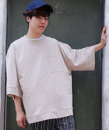 ポケット付き 半端袖 ビッグTシャツ