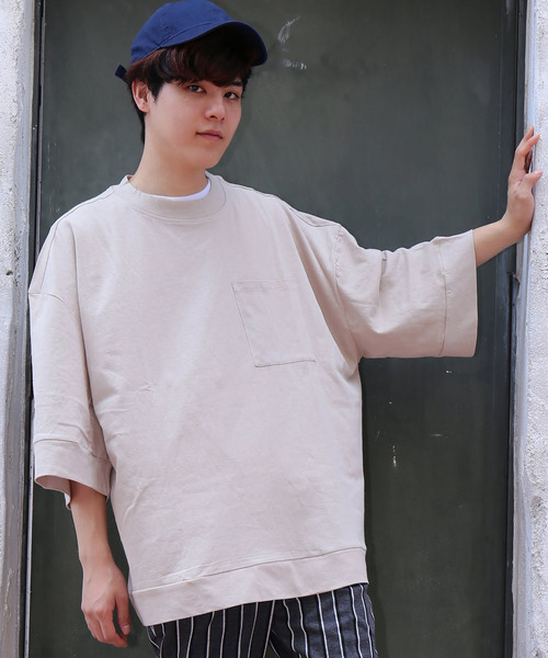 revertical(リバーティカル)の「ポケット付き 半端袖 ビッグTシャツ(Tシャツ/カットソー・メンズ・ブラック/ベージュ/ネイビー/ブラウン/ブルーグレー/モカ・L/M)」の6枚目の写真
