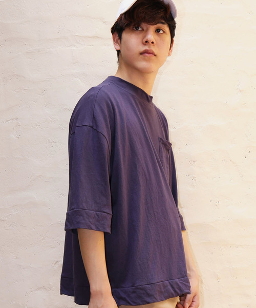 revertical(リバーティカル)の「ポケット付き 半端袖 ビッグTシャツ(Tシャツ/カットソー・メンズ・ブラック/ベージュ/ネイビー/ブラウン/ブルーグレー/モカ・L/M)」の1枚目の写真