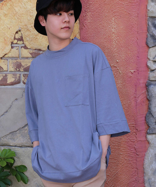 revertical(リバーティカル)の「ポケット付き 半端袖 ビッグTシャツ(Tシャツ/カットソー・メンズ・ブラック/ベージュ/ネイビー/ブラウン/ブルーグレー/モカ・L/M)」の3枚目の写真