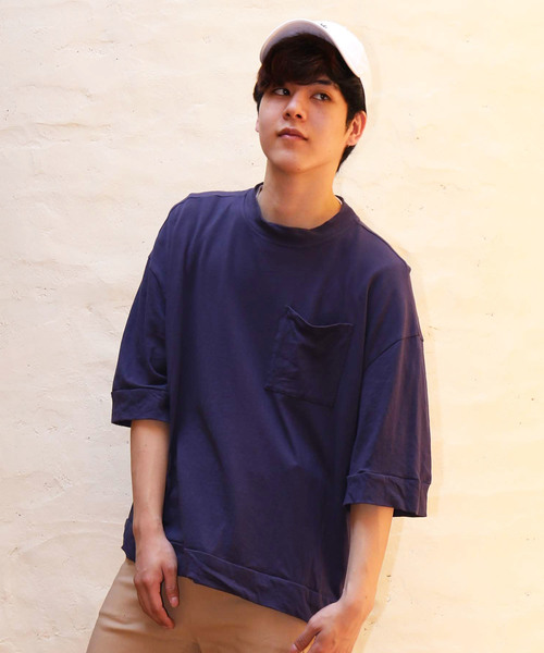revertical(リバーティカル)の「ポケット付き 半端袖 ビッグTシャツ(Tシャツ/カットソー・メンズ・ブラック/ベージュ/ネイビー/ブラウン/ブルーグレー/モカ・L/M)」の10枚目の写真