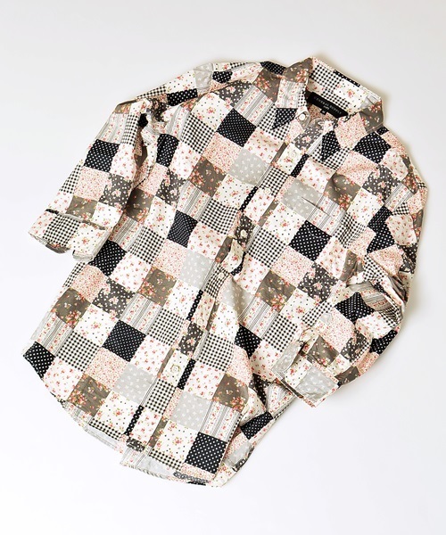 SHIPS GENERAL SUPPLY(シップスジェネラルサプライ)の「SGS: パッチワークフラワー/ナローレギュラー 7スリーブシャツ■(シャツ/ブラウス・メンズ・ブラック系その他/ブルー系その他/ネイビー・X-LARGE/SMALL/MEDIUM/LARGE)」の14枚目の写真