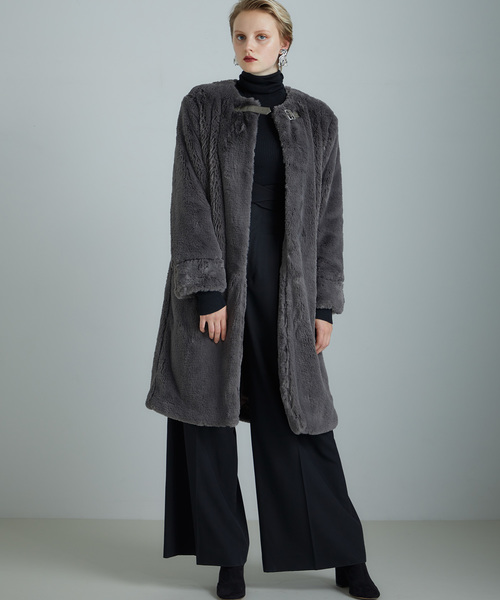 M/M ATTACHMENT(エムエムアタッチメント)の「【M/M ATTACHMENT】ソフトフェイクファーコート(その他アウター・レディース・グレー/ブラック・2)」の7枚目の写真