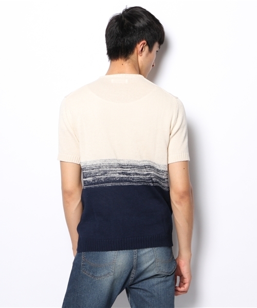 MORGAN HOMME（モルガンオム）の「ツートングラデーションハーフ（ニット/セーター・メンズ・ホワイト/アイボリー・LARGE/MEDIUM/AL）」の5枚目の写真
