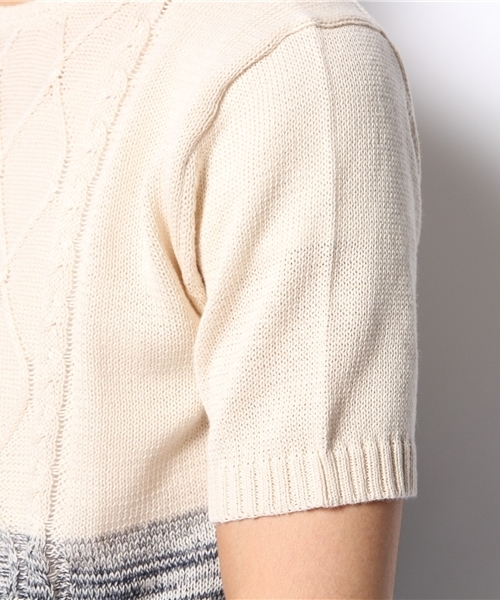 MORGAN HOMME（モルガンオム）の「ツートングラデーションハーフ（ニット/セーター・メンズ・ホワイト/アイボリー・LARGE/MEDIUM/AL）」の7枚目の写真