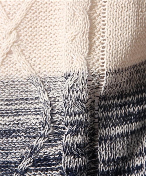 MORGAN HOMME（モルガンオム）の「ツートングラデーションハーフ（ニット/セーター・メンズ・ホワイト/アイボリー・LARGE/MEDIUM/AL）」の8枚目の写真