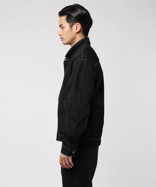 WEGO（ウィゴー）の「WEGO/【セットアップ対応商品】配色ステッチジャケット（デニムジャケット・メンズ・ブラック・MEDIUM/LARGE）」の2枚目の写真