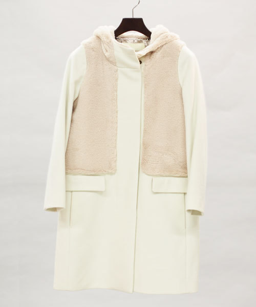 Jewel Changes（ジュエルチェンジズ）の「JCT　メルトン×フェイクファー　フードコート　+（その他アウター・レディース・オフホワイト/ブラック・36/38）」の2枚目の写真