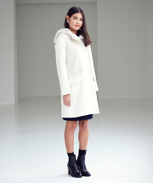 Jewel Changes（ジュエルチェンジズ）の「JCT　メルトン×フェイクファー　フードコート　+（その他アウター・レディース・オフホワイト/ブラック・36/38）」の5枚目の写真