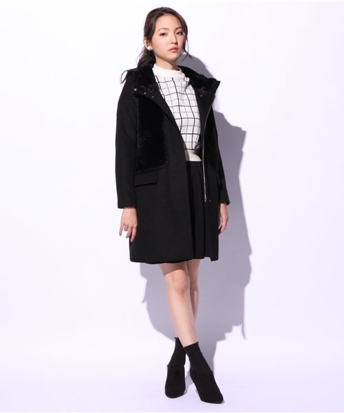 Jewel Changes（ジュエルチェンジズ）の「JCT　メルトン×フェイクファー　フードコート　+（その他アウター・レディース・オフホワイト/ブラック・36/38）」の15枚目の写真