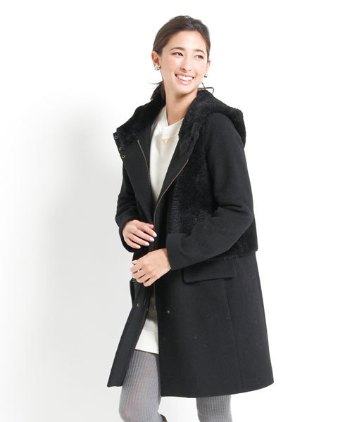 Jewel Changes（ジュエルチェンジズ）の「JCT　メルトン×フェイクファー　フードコート　+（その他アウター・レディース・オフホワイト/ブラック・36/38）」の16枚目の写真