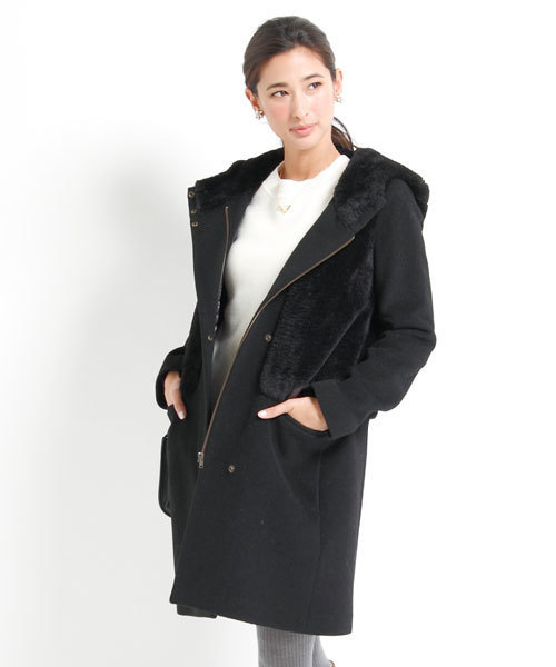 Jewel Changes（ジュエルチェンジズ）の「JCT　メルトン×フェイクファー　フードコート　+（その他アウター・レディース・オフホワイト/ブラック・36/38）」の17枚目の写真