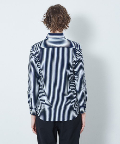RECENCY OF MINE（リーセンシー オブ マイン）の「【Recency of Mine】モックロディーワイドピッチストライプシャツ（シャツ/ブラウス・メンズ・ホワイト/ダークネイビー・44/46/48/50）」の9枚目の写真