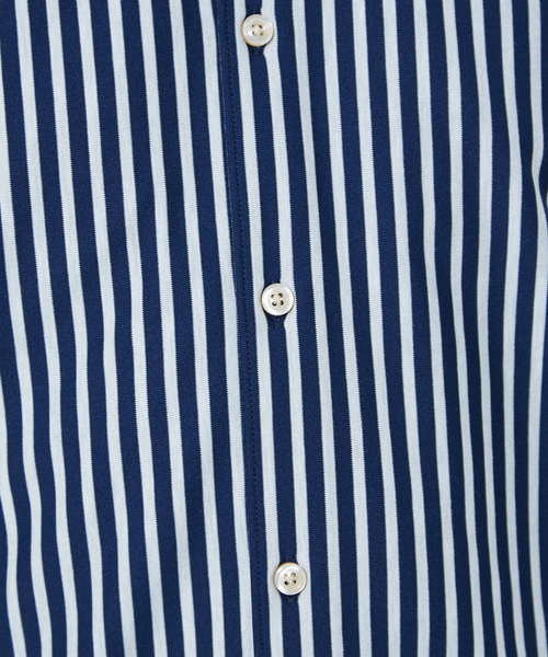 RECENCY OF MINE（リーセンシー オブ マイン）の「【Recency of Mine】モックロディーワイドピッチストライプシャツ（シャツ/ブラウス・メンズ・ホワイト/ダークネイビー・44/46/48/50）」の4枚目の写真