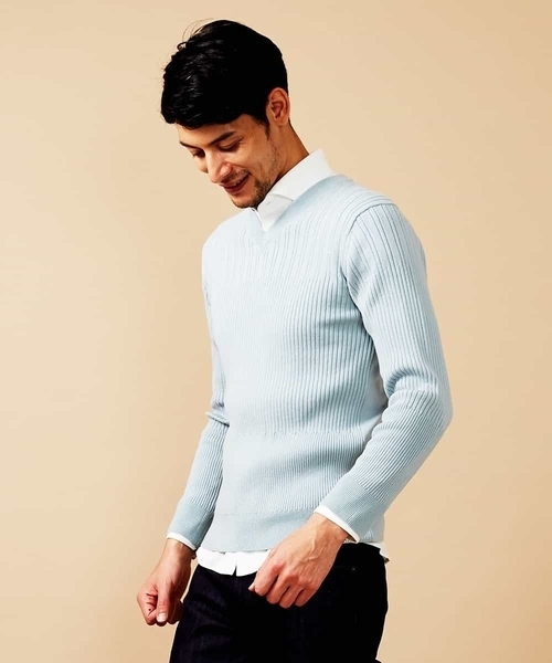 MICHEL KLEIN HOMME (ミッシェルクランオム)の「ニット/フォンテーヌ(ニット/セーター・メンズ・ホワイト/ネイビー/ミント/ラベンダー・MEDIUM/LARGE/X-LARGE)」の2枚目の写真
