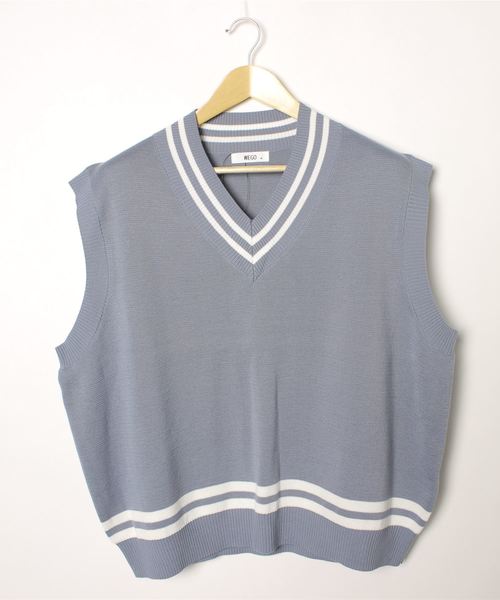 WEGO（ウィゴー）の「WEGO/ミラノリブチルデンニットベスト（ベスト・メンズ・ホワイト/ベージュ/ブルー系その他・MEDIUM/LARGE）」の15枚目の写真