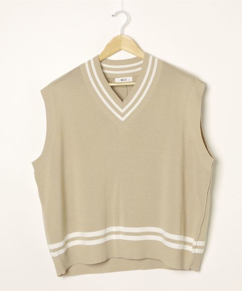 WEGO（ウィゴー）の「WEGO/ミラノリブチルデンニットベスト（ベスト・メンズ・ホワイト/ベージュ/ブルー系その他・MEDIUM/LARGE）」の14枚目の写真