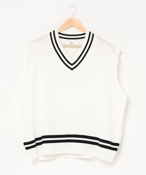 WEGO（ウィゴー）の「WEGO/ミラノリブチルデンニットベスト（ベスト・メンズ・ホワイト/ベージュ/ブルー系その他・MEDIUM/LARGE）」の13枚目の写真