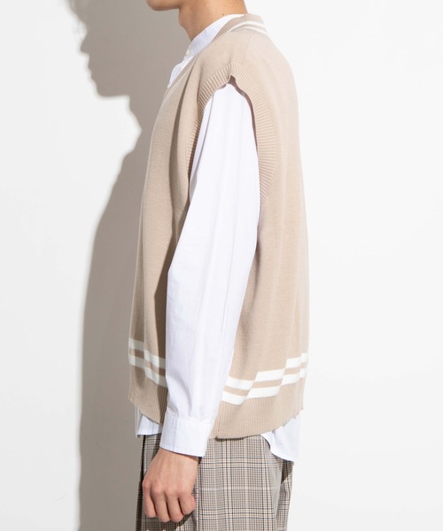 WEGO（ウィゴー）の「WEGO/ミラノリブチルデンニットベスト（ベスト・メンズ・ホワイト/ベージュ/ブルー系その他・MEDIUM/LARGE）」の20枚目の写真