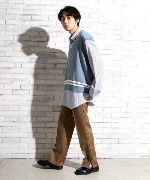 WEGO（ウィゴー）の「WEGO/ミラノリブチルデンニットベスト（ベスト・メンズ・ホワイト/ベージュ/ブルー系その他・MEDIUM/LARGE）」の6枚目の写真