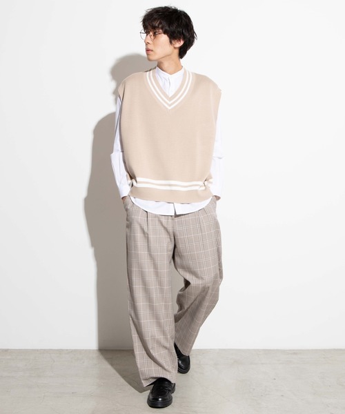 WEGO（ウィゴー）の「WEGO/ミラノリブチルデンニットベスト（ベスト・メンズ・ホワイト/ベージュ/ブルー系その他・MEDIUM/LARGE）」の7枚目の写真