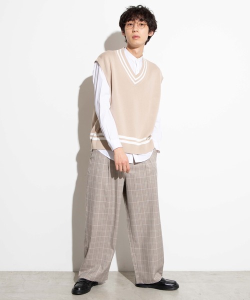 WEGO（ウィゴー）の「WEGO/ミラノリブチルデンニットベスト（ベスト・メンズ・ホワイト/ベージュ/ブルー系その他・MEDIUM/LARGE）」の8枚目の写真