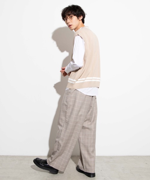 WEGO（ウィゴー）の「WEGO/ミラノリブチルデンニットベスト（ベスト・メンズ・ホワイト/ベージュ/ブルー系その他・MEDIUM/LARGE）」の9枚目の写真