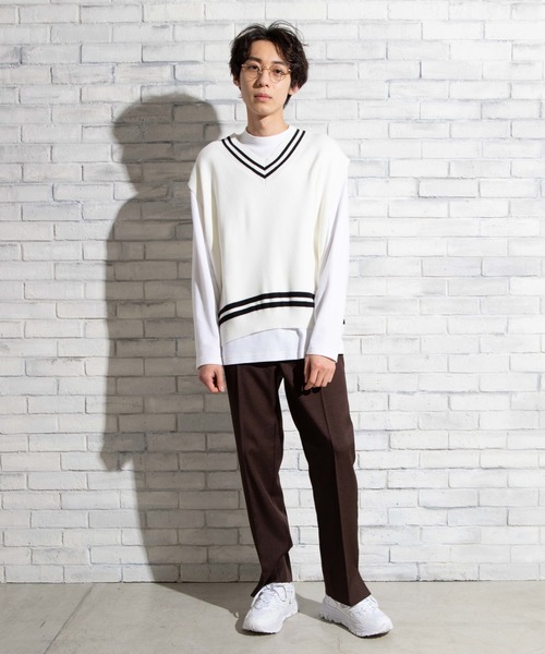 WEGO（ウィゴー）の「WEGO/ミラノリブチルデンニットベスト（ベスト・メンズ・ホワイト/ベージュ/ブルー系その他・MEDIUM/LARGE）」の10枚目の写真