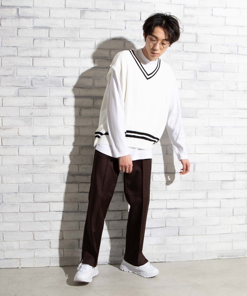 WEGO（ウィゴー）の「WEGO/ミラノリブチルデンニットベスト（ベスト・メンズ・ホワイト/ベージュ/ブルー系その他・MEDIUM/LARGE）」の11枚目の写真